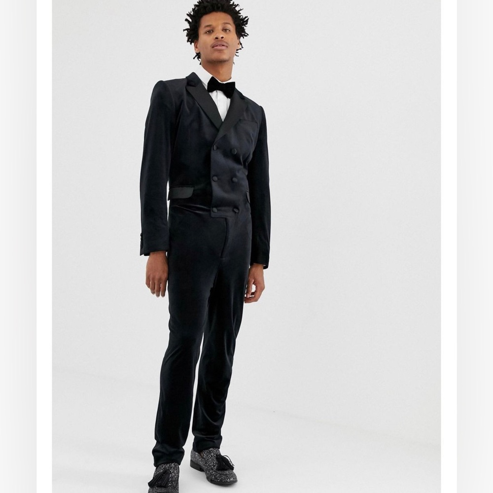 ASOS Men's Blue Skinny Double Breasted Jumpsuit W34 L32”R